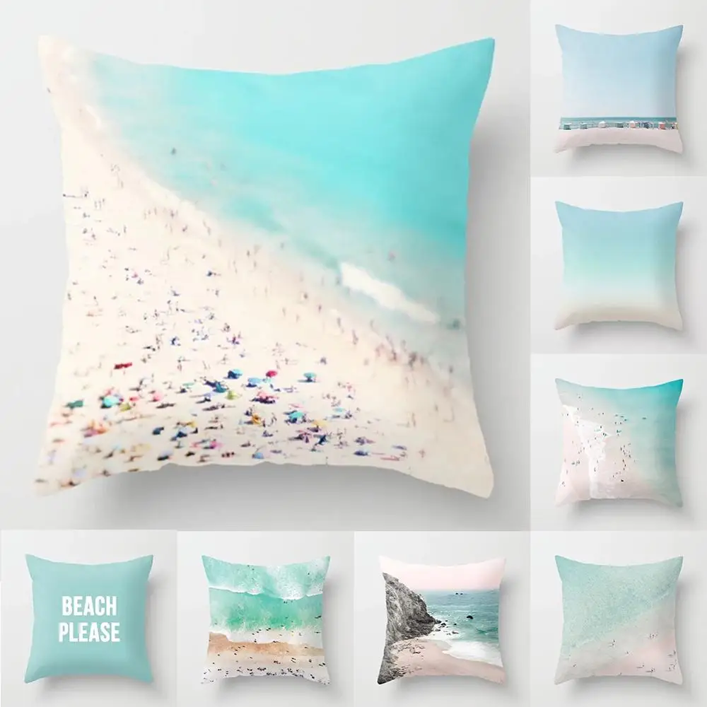 

Special Offer 18 Inch Girl Sea Blue Polyester Fresh Style Pillowcase Sofa Waist Cushion Cover Cushion Suite Sofa Home Decoration