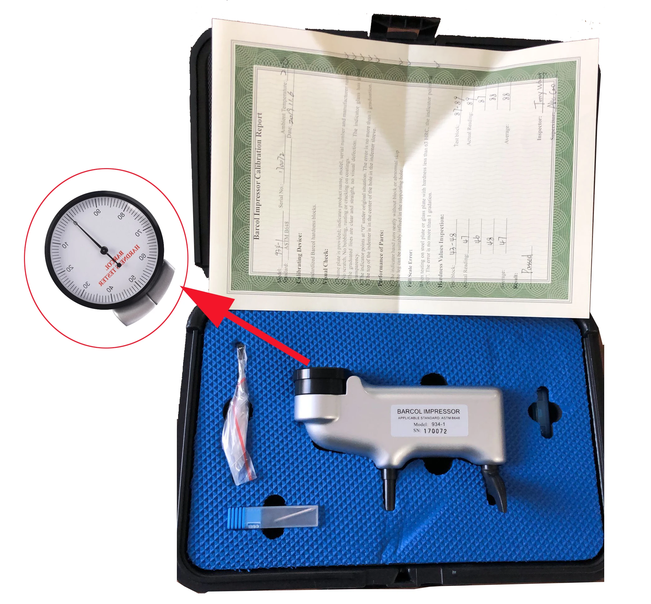 934-1 Portable Barcol Hardness Tester Meter Indenter Impressor for Aluminum Testing 0 to100 HBa Range | Инструменты