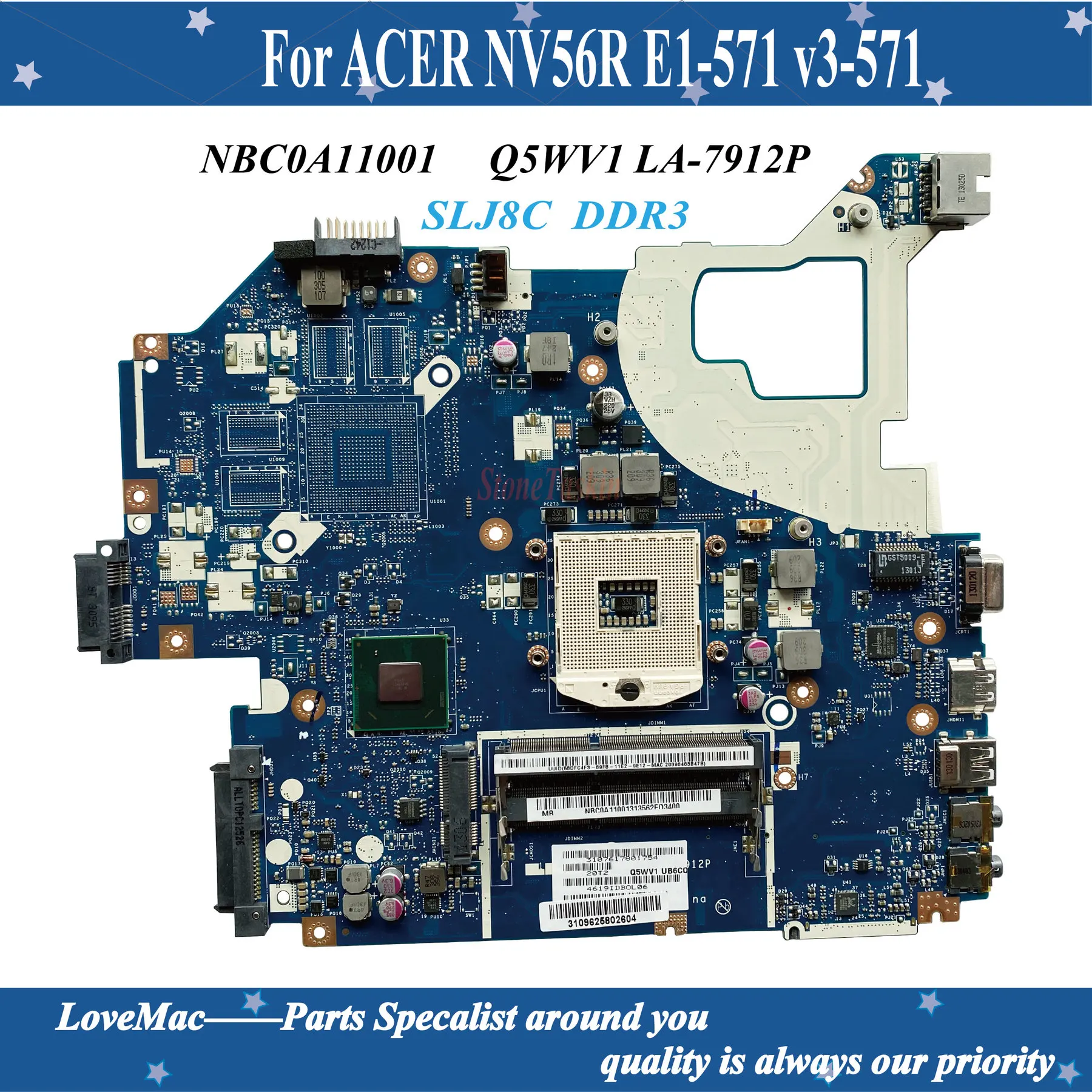 Высокое качество NBC0A11001 для ACER NV56R E1-571 v3-571 Материнская плата ноутбука Q5WV1 LA-7912P SLJ8C