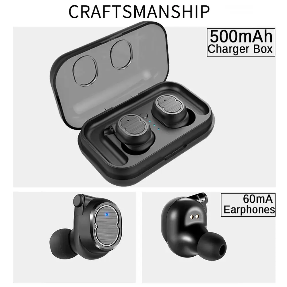 QCR TWS-8, беспроводные Bluetooth 5,0 наушники, гарнитура с сенсорным управлением, настоящие наушники, бас стерео 6D гарнитура с зарядным устройством
