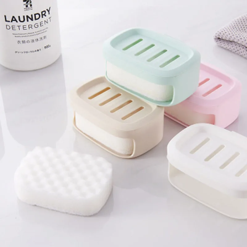 

Creative Daily Use Double Layer Soap Dish Seemless Sanitary Ware Washed Soap Box Rack-Water Draining Wall Hangers Soap Dish Whol