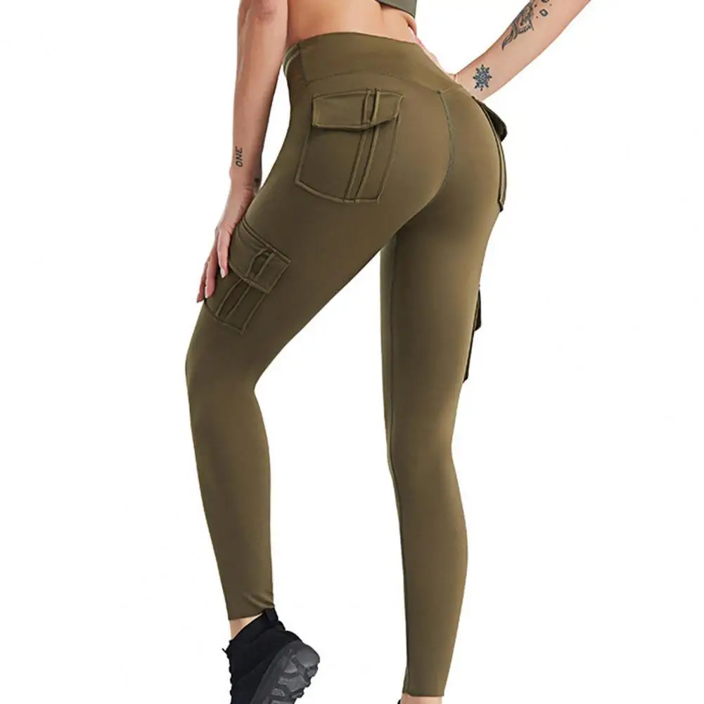 3 Color Cargo Pant Women Butt Lift Quick Dry Sporty Trousers Pockets High Waist Pants Leggings Fitness Slim Pants Жаночыя штаны 896 summer thin quick dry maternity pants high waist belly loose straight clothes for pregnant women casual pregnancy trousers
