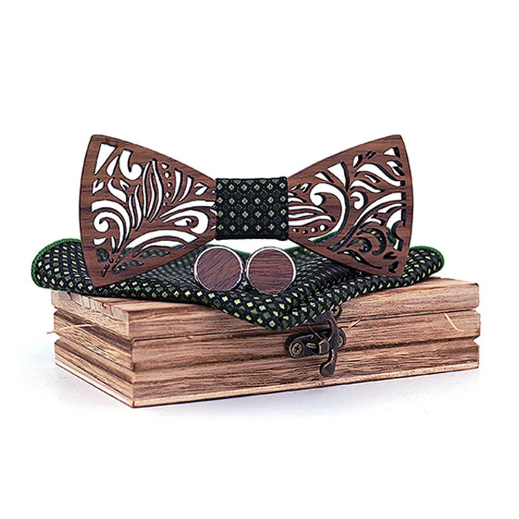  Womail Silk Tie And Handkerchief Sets 2019 Fashion New Style Men's Bow Tie Wooden Men's Bowtie Wood