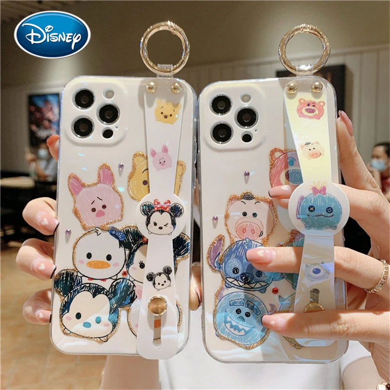 Disney Glitter Case Mickey Stitch Cartoon Shell Case Iphone 12 11 Pro Max 11pro 7 8 Plus Xr Xs X Phone Covers Case With Strap Aliexpress