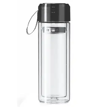 

320ml Fruit Lemon Juice Drinking Bottle Infuser Clear Portable 2-Layer Glass Water Bottle Tea Tumbler With Infuser