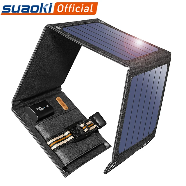 US $29.00 Suaoki 14W Sun Light Solar Cells Charger 5V 2.1A USB Output Devices Portable Solar Panels for Smart