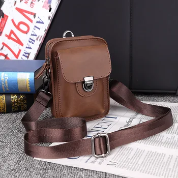 

New mobile phone bag men's leather shoulder bag outdoor leisure mini bag Men Briefcases