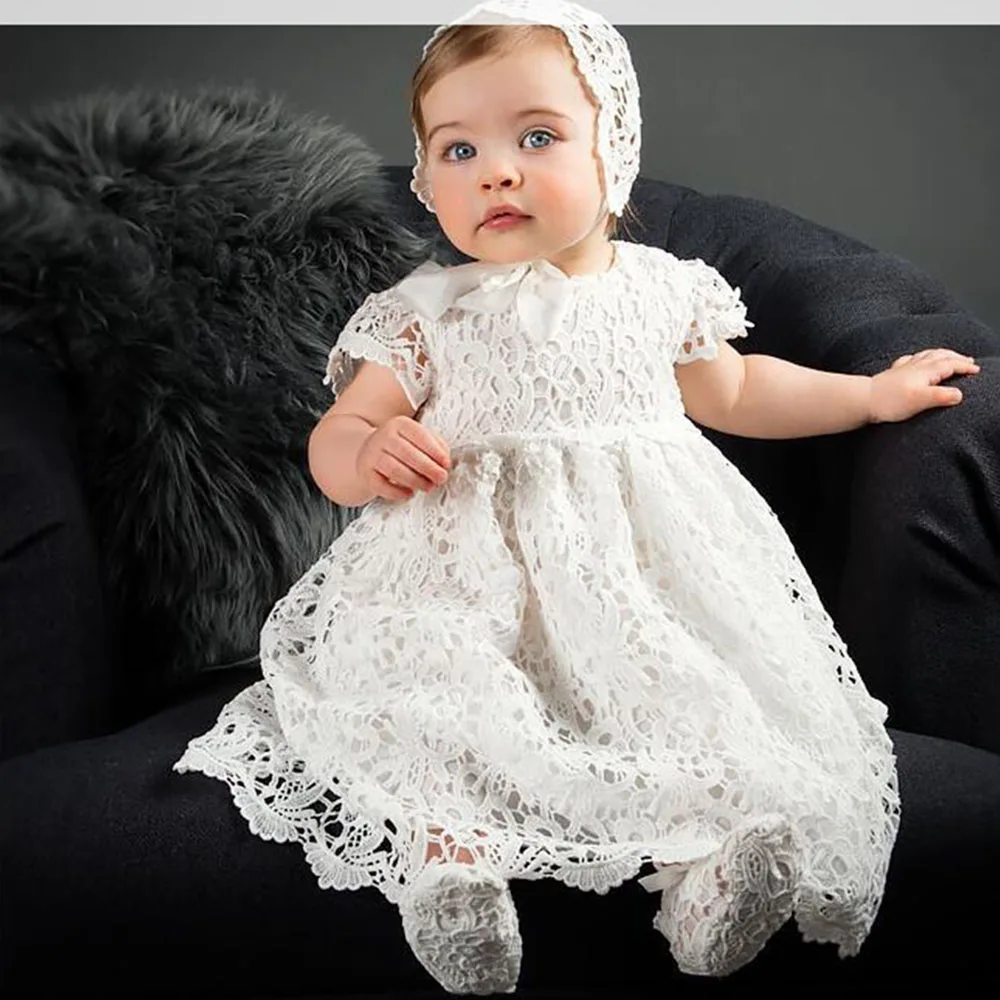 Hetiso Beige Baptism Infant Baby Girl Dresses Kids Party Dress Christening Dresses Newborn First Birthday Outfits Size 3-24 mont