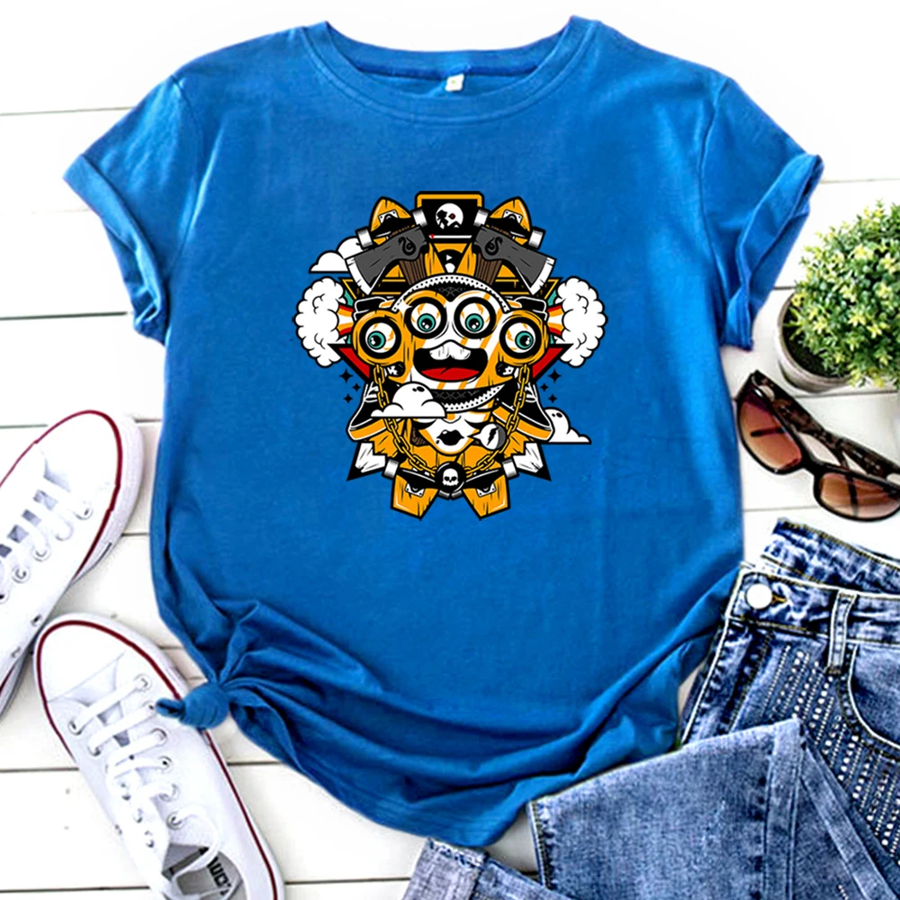 Fashion T Shirts Cartoon Character Funny Printing Tshirt For Women Punk Casual Woman T-Shirts Kpop Vintage Short Sleeve Tops