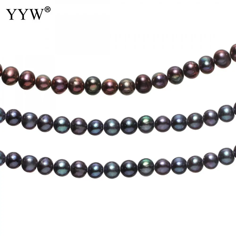 

Cultured Round Freshwater Pearl Beads Polished For Diy Or Handmade Jewerly Black Beads Size Approx 7-8mm Sold By Strand