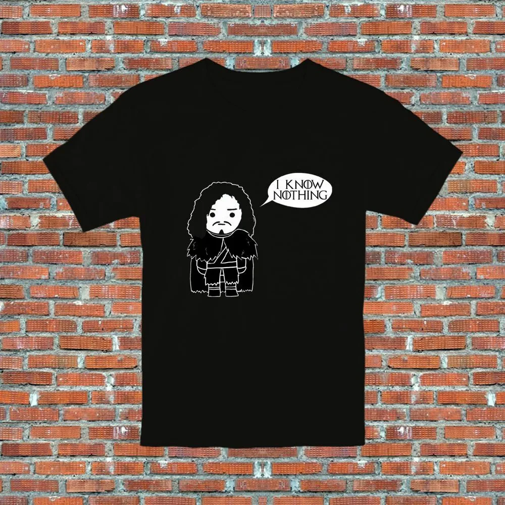 I know Nothing Jon Snow Game of Thrones TV Show Book Inspired Tops Tee T Shirt S-2XL-XXXL T-Shirt Cool Casual Cotton |