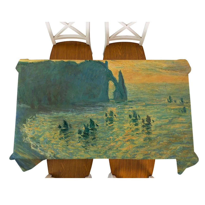 Декоративная Водонепроницаемая льняная скатерть Monet Impression картина восхода