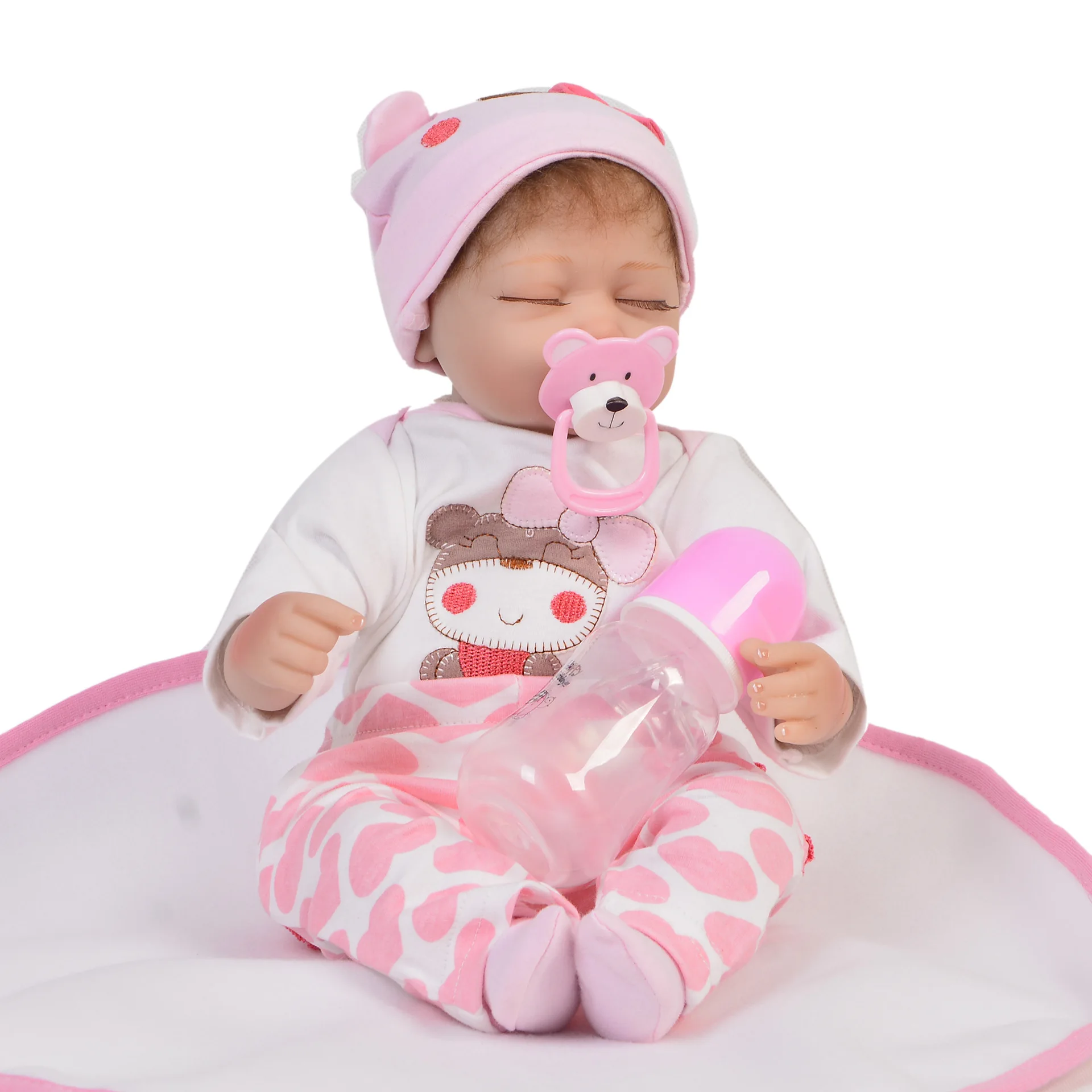 

17-Inch 42cm Reborn Baby Doll Eyes Closed Soft Silicone Model Baby Reborn Baby New Style