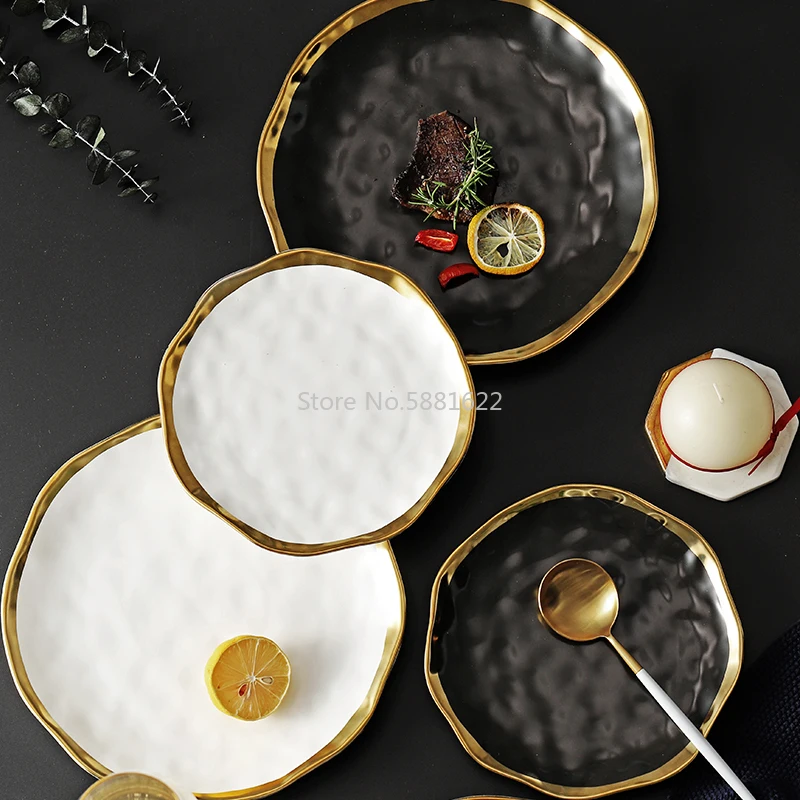 ホワイトプレート 4枚セット 金縁装飾 ハンプシャーゴールド&プラチナ 23cmアクセントプレートペア