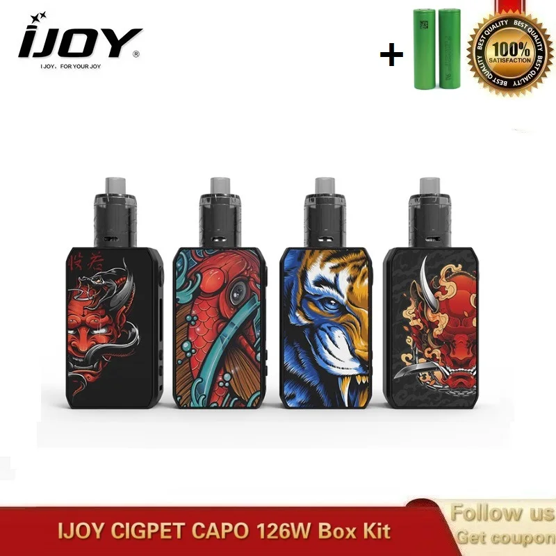 

Original IJOY CIGPET CAPO Kit 126W Box Mod with 3ml CIGPET Mesh Tank Powered By Dual 18650 Battery Vape Kit VS Drag 2 Vinci Kits