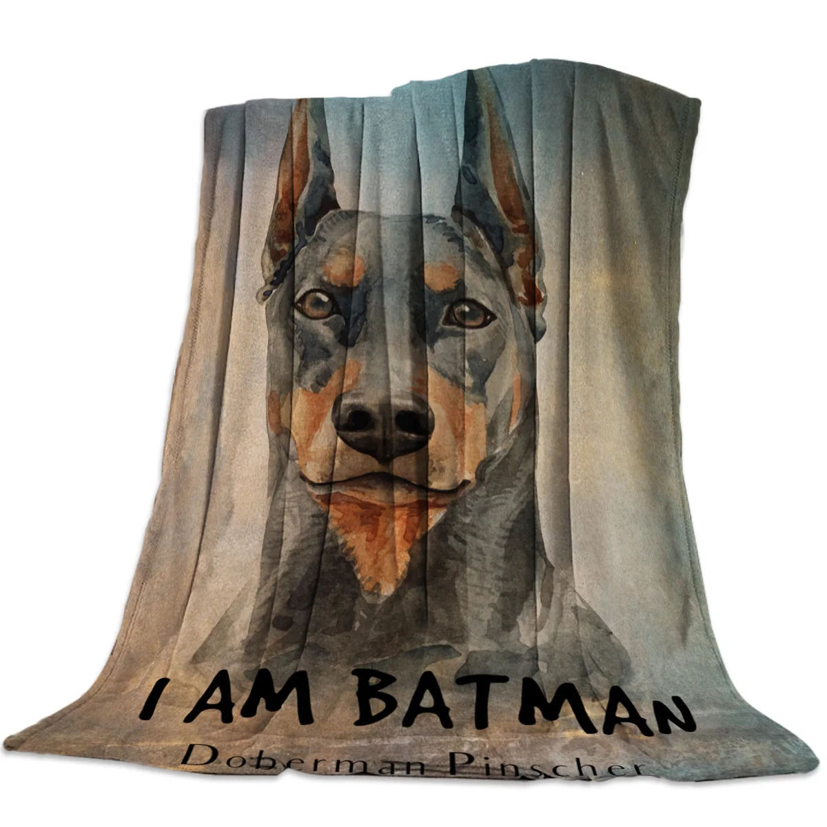 Flannel Blanket for Bed Retro Doberman Pet Dog Throw Blanket Portable