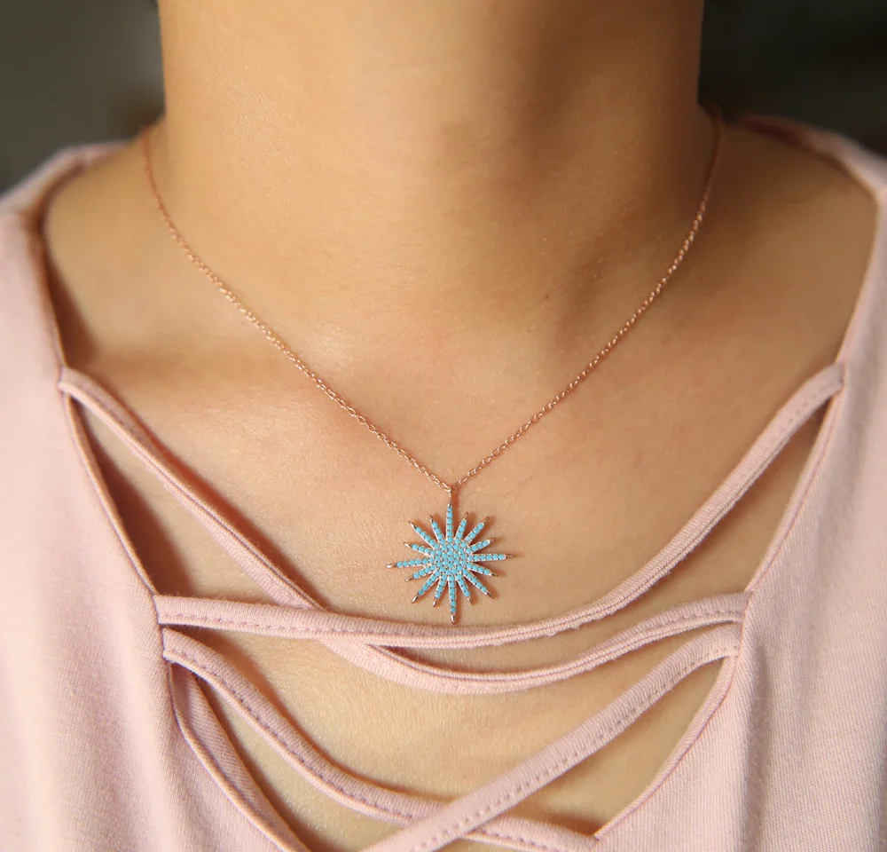 Женское ожерелье из серебра 925 пробы с подвеской в виде звезды норита|pendant necklace|women