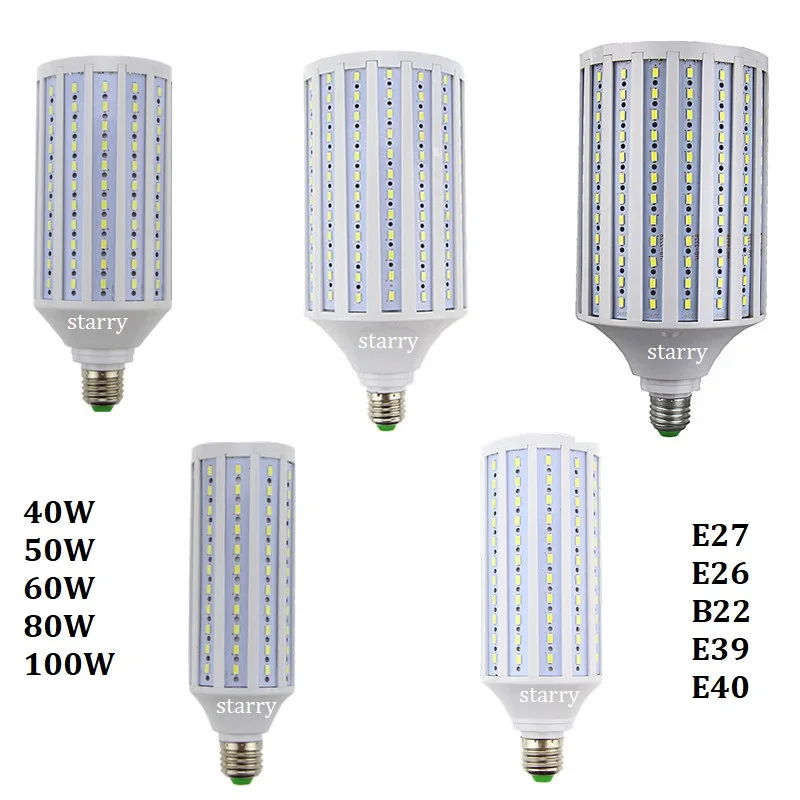 

Super bright 40W 50W 60W 80W 100W AC110V 220V Corn Bulb E40 B22 E26 E39 E27 LED Corn Light Bulbs for Home Office Cool white 2Pcs