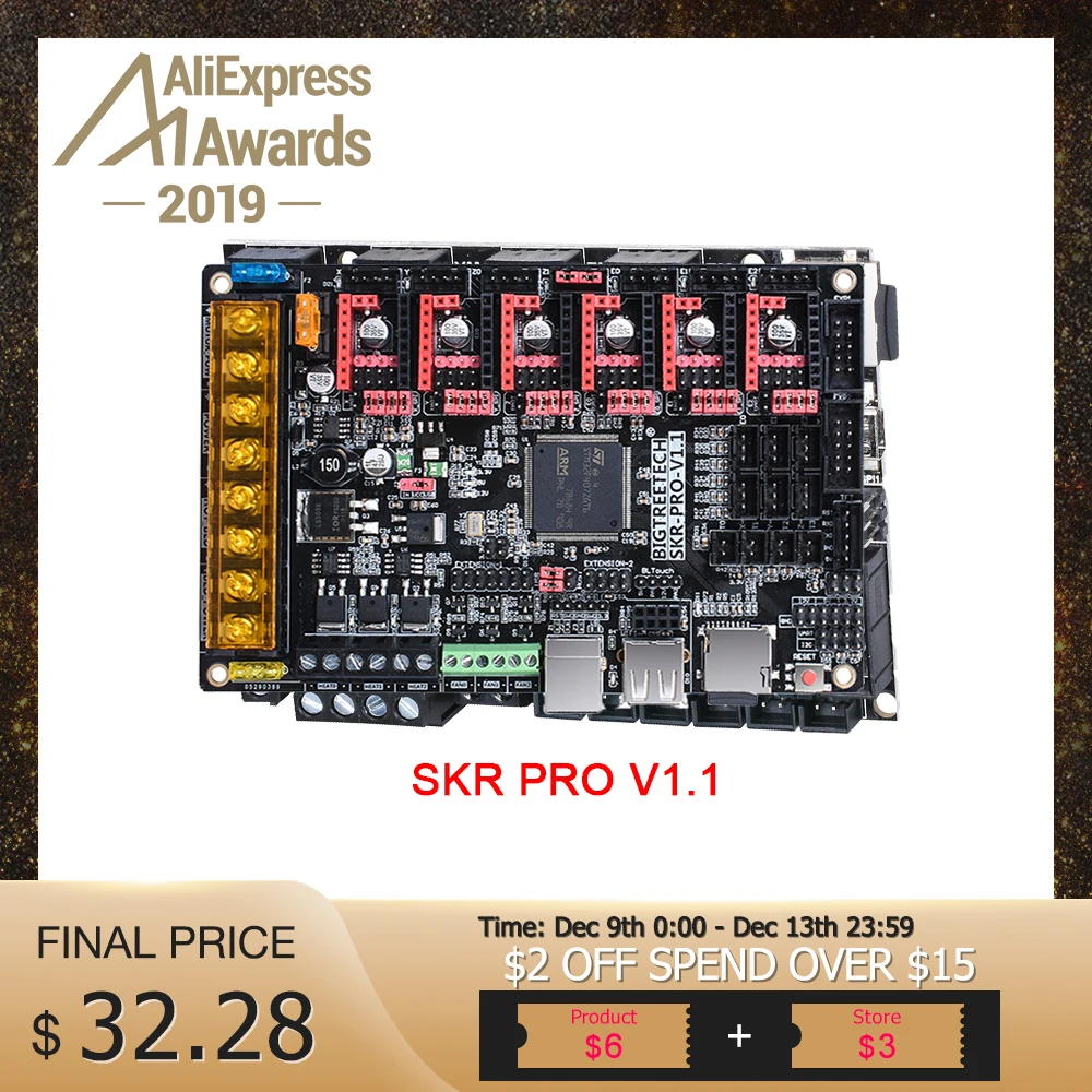 BIGTREETECH СКР PRO V1.1 материнская плата 32-битный Поддержка TMC2208 UART TMC2130 драйвер для серии двойной оси Z 3D-принтеры СКР V1.3 фрезерный станок с ЧПУ