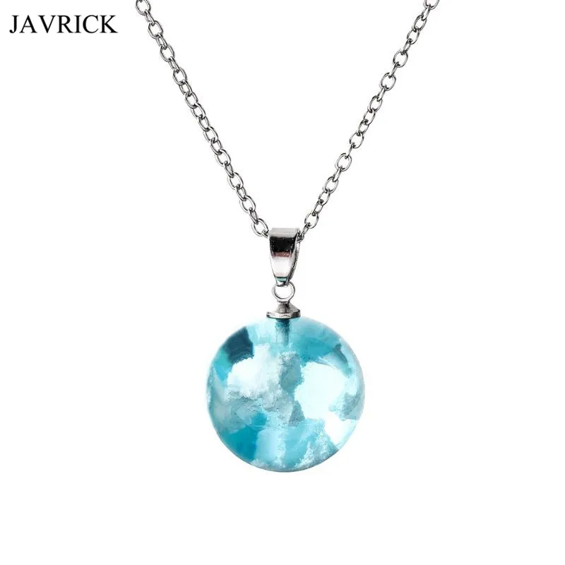 

White Clouds Blue Sky Resin Glass Ball Universal Ball Pendant Necklac Jewelry