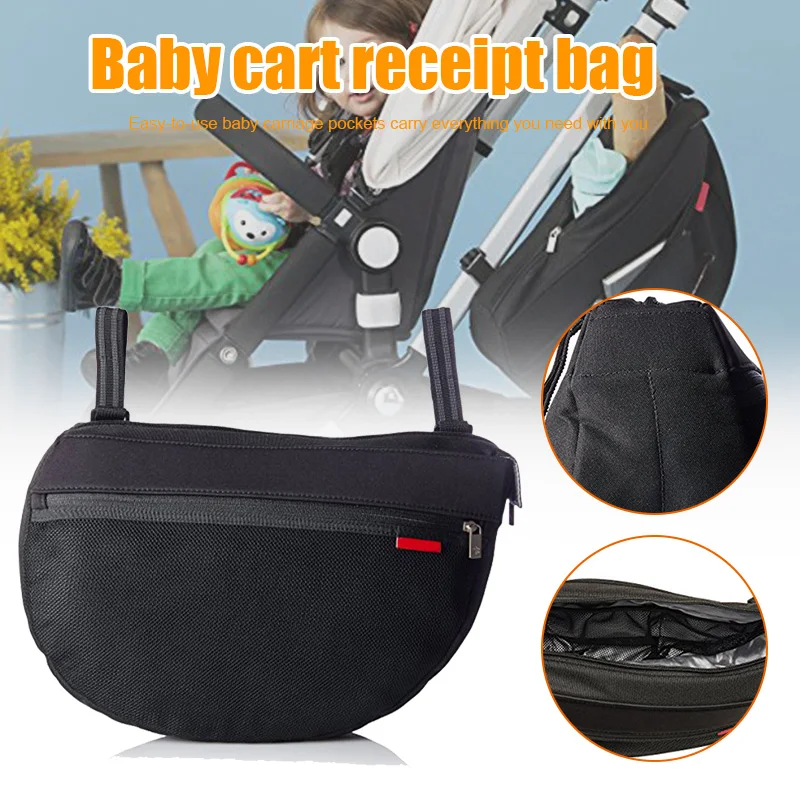 Stroller Organizer with Cup Holders Non-skid Strap Receipt Storage Bag for Toys Bottle Diaper LXY9