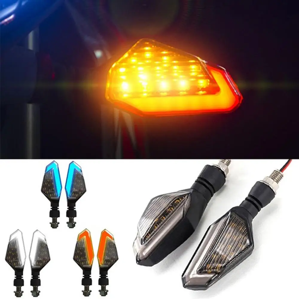 

2pcs Flasher Motorcycle LED Turn Signal Lights Flowing High Brightness Daytime Light Motorcycle Blinker Front Rear Signal Lamp