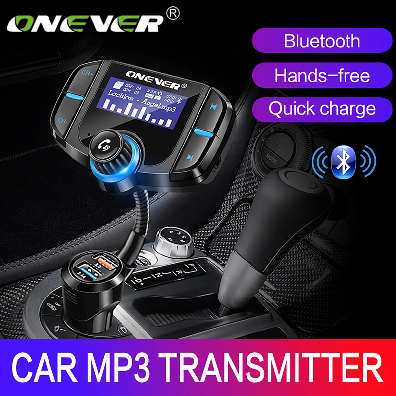 ONEVER FM передатчик Bluetooth fm модулятор 2 Порты и разъёмы Quick Charge 3.0 Зарядное устройство громкой связи car kit 1.65