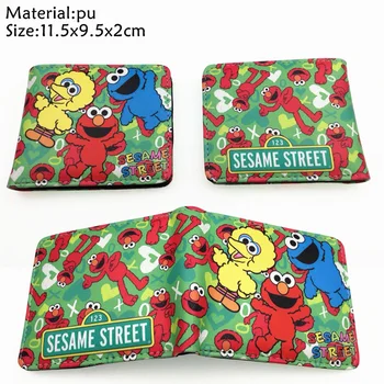 

Sesame Street elmo PU Wallet Boys Girls Student Leather coin Pocket Short Bifold Photo Card Holder Cartoon Purse Casual Moneybag