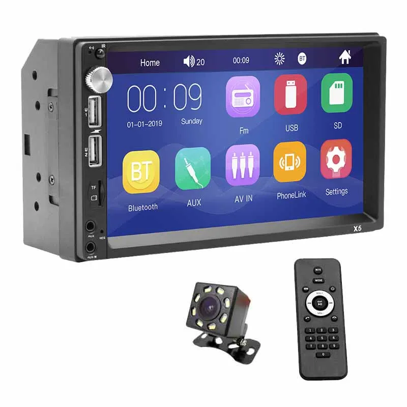 7" Touch Screen Car Radio 2 Din Mirror Link Bluetooth MP5 Player External Mic Input Handsfree A2DP USB TF ISO Head Unit PHYEE X5 - Цвет: camera