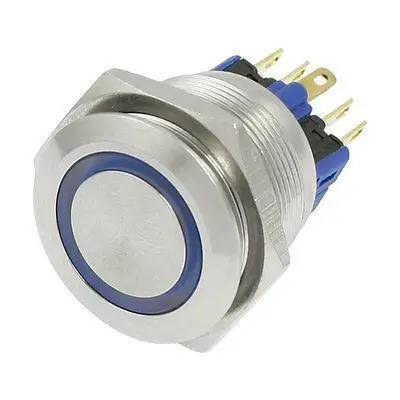

25mm Thread Blue Lamp Momentary Stainless Push Button Switch 6 Pins Miiam