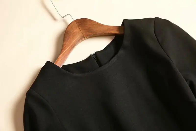 Винтажное ретро платье осень Vestidos женское с o-образным вырезом подиумная вышивка 3/4 рукав приталенное черное Хлопковое платье Femme