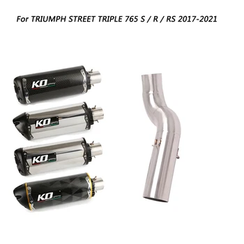Escape Motorcycle Mid Connect Pipe And 51mm Tail Tube Aluminum Alloy For TRIUMPH STREET TRIPLE 765 S / R / RS 2017-2021