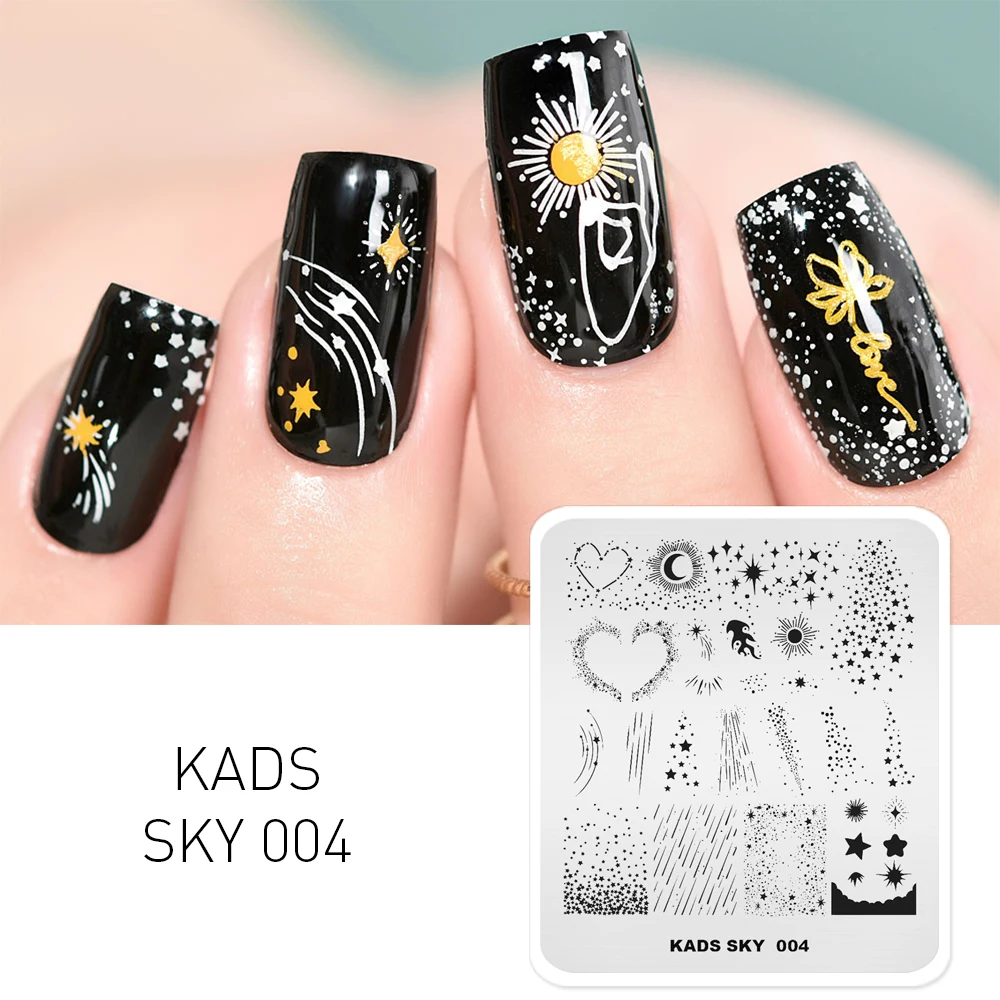 

KADS Nail Art Stamp Template Starry Sky Design Nail Stamping Plate Stars Moon Meteor shower Image Stencil For Manicure Accessory