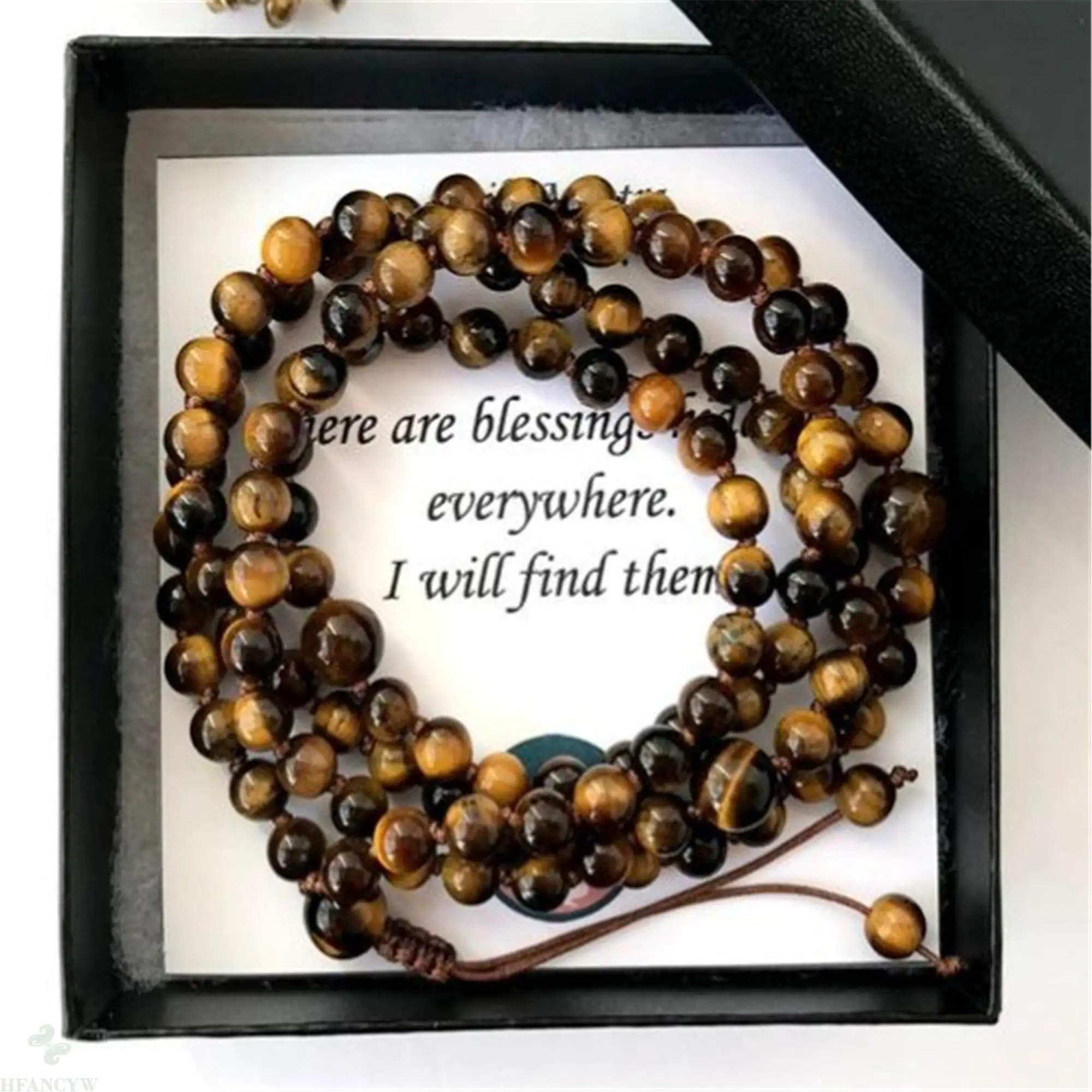 

6mm Tiger's eye Gemstone 108 Beads Tassel Mala Bracelet Yoga Retro Wristband Prayer Buddhism Tibetan Meditation Religious