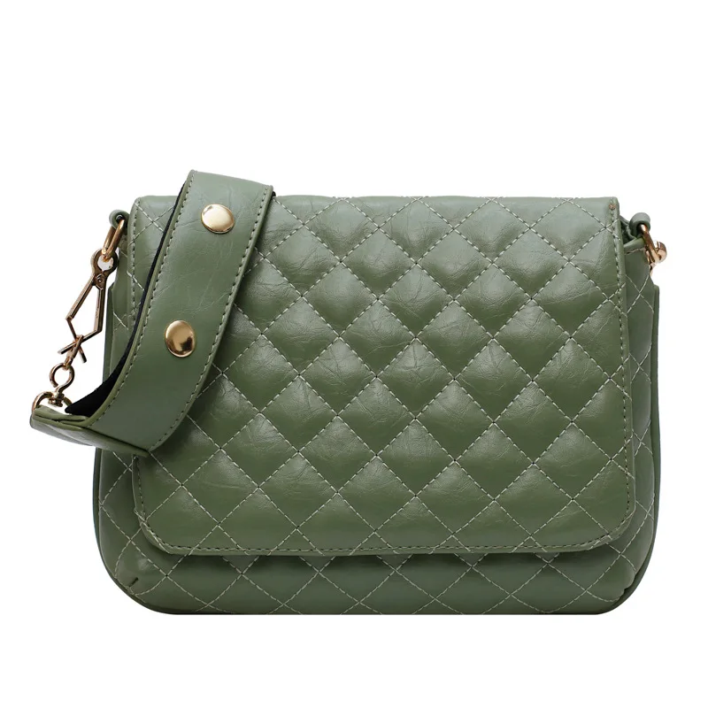Women's bag 2021 new wave Korean version of the wild Messenger wide shoulder strap Lingge fashion | Багаж и сумки