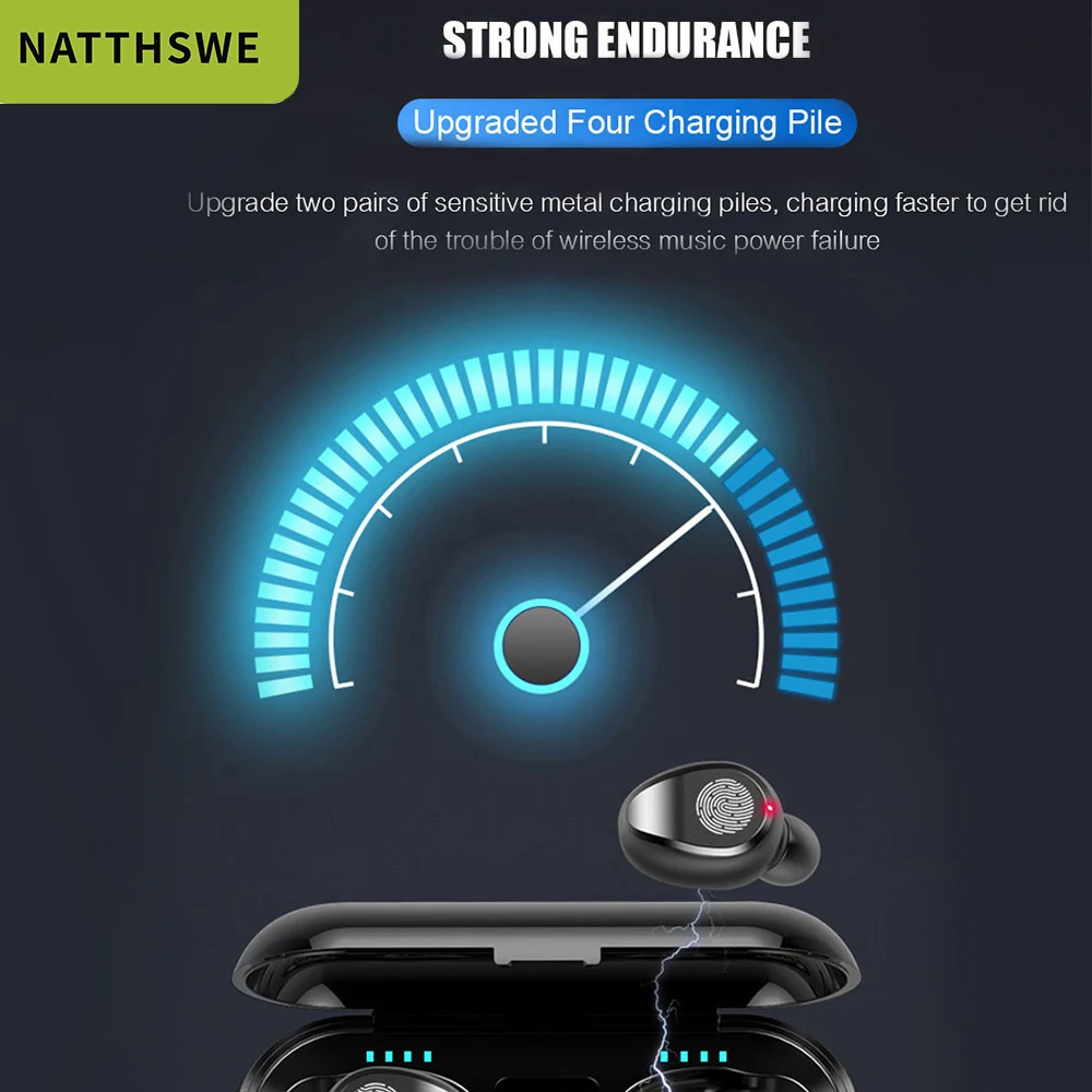 NATTHSWE Bluetooth V5 0 Earphone Wireless Earphones Stereo Sport Wireless Headphones Earbuds headset Power For iPhone x huawei