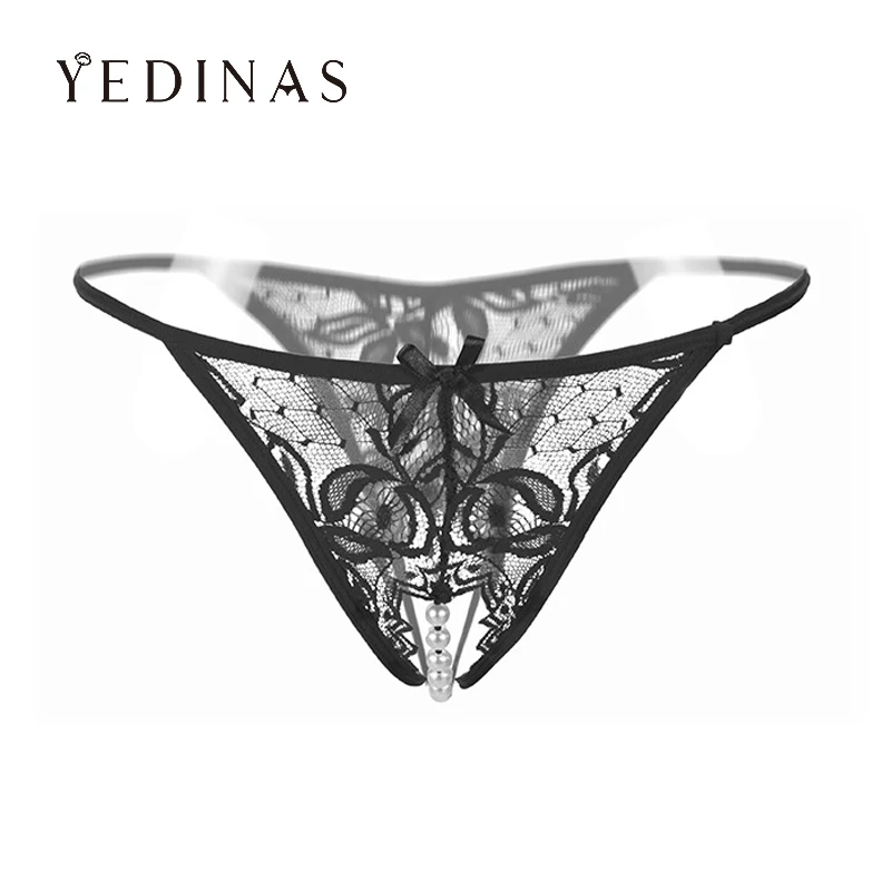 

Yedinas Solid Hollow Out Panties Sexy Erotic Open Crotch Panties Thong G String Woman Transparent Lace Underwear Ladies Lingerie