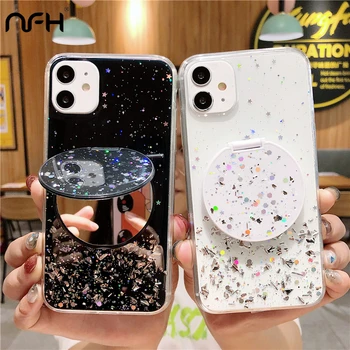 

Luxury Glitter Makeup Mirror Silicone Phone Case For iPhone 11 Pro Max Slim Soft Flip Stand Cover on 5S SE 6S 7 8 Plus XR Xs Max