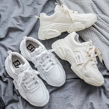 

Comfy Breathable Trainers Chunky Heels 6cm Chunky Platform Sneakers Shoes Female Off White Mesh Shoes for Woman Vulcanize Shoes