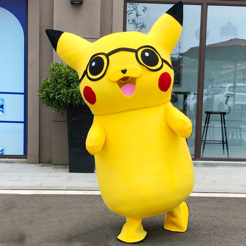 Стиль талисман PIKACHU костюм талисман Покемон Карманный Монстр с шляпой и очками Хэллоуин Рождество нарядное платье наряд - Цвет: as show