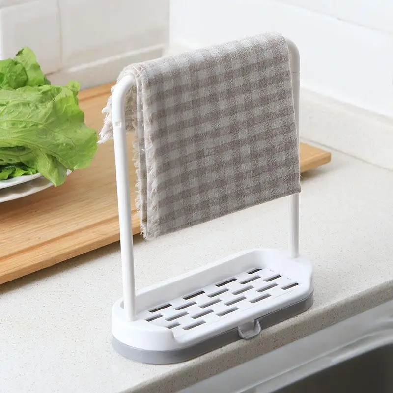 

Practical Tool Beige Kitchen Towel Rack Rag Bathroom Sponge Soap Rack