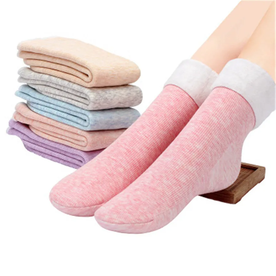 Зимние сапоги, носки, цветные хлопковые и бархатные утолщенные модные носки до середины голени, теплые женские носки-Тапочки