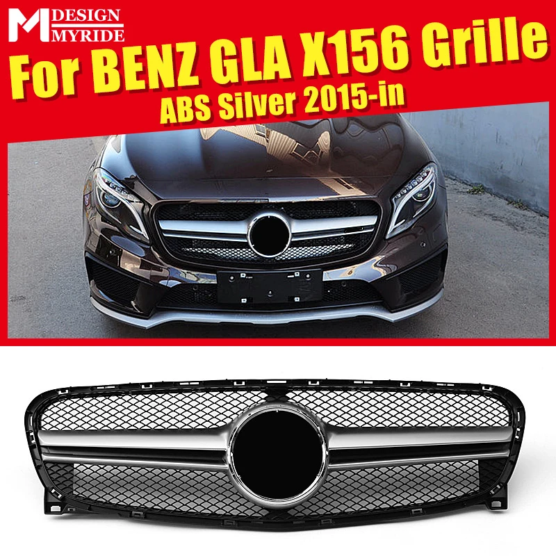 X156 GLA Sport grille grill ABS Silver GLA45 Look For MercedesMB Class Sports GLA180 200 250 grills Without Sign 2014-2016 | Автомобили и