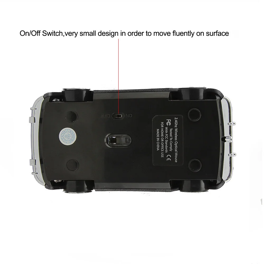 Wireless Computer Mouse Cool Sport Car Shape Mice 1600DPI Optical PC Gaming Mause With USB Receiver For Laptop Notebook Tablet