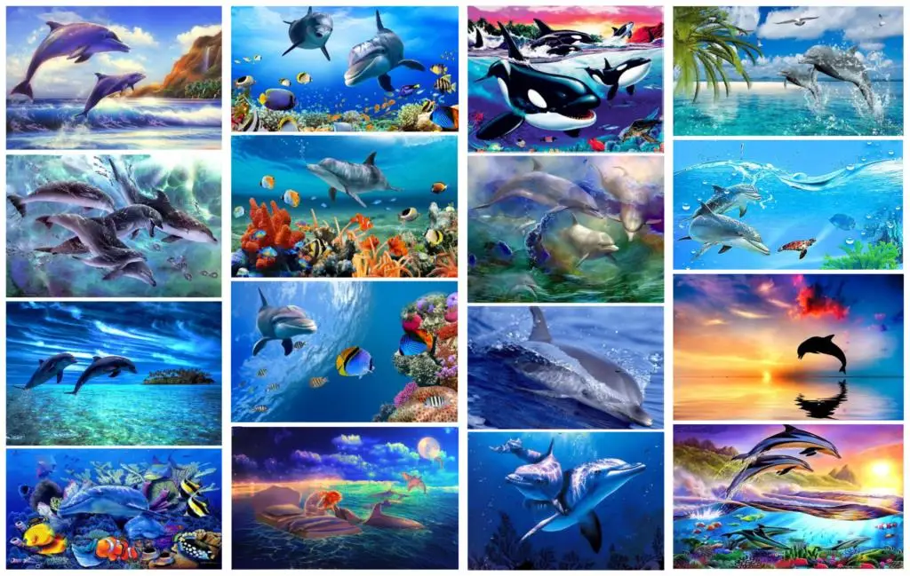 

DIY 5D Diamond Painting Marine Animals Dolphin Diamond Cross Stitch Diamond Embroidery Full Rhinestones Christmas Gift