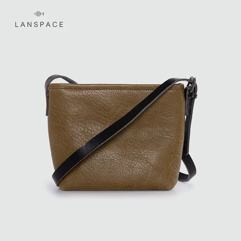 LANSPACE мужская кожаная сумка через плечо из натуральной кожи Маленькая в японском