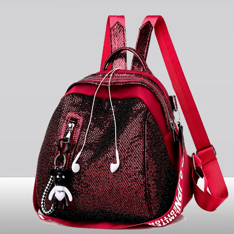 

2019 New Style Backpack Korean-style WOMEN'S Bag Hand Sequin Fashion Backpack Versatile Three-purpose Bag