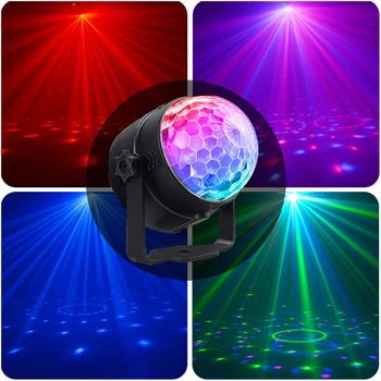 

Sound Activated Rotating Disco Ball DJ Party Lights 3W 3LED RGB LED Stage Lights For Christmas Wedding Sound Party Lights