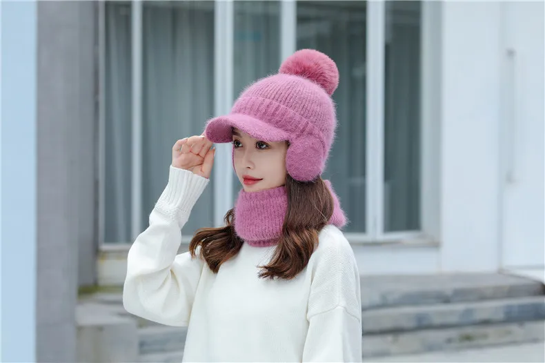 Knitted Hat Pompom Beanie Hats Girls 