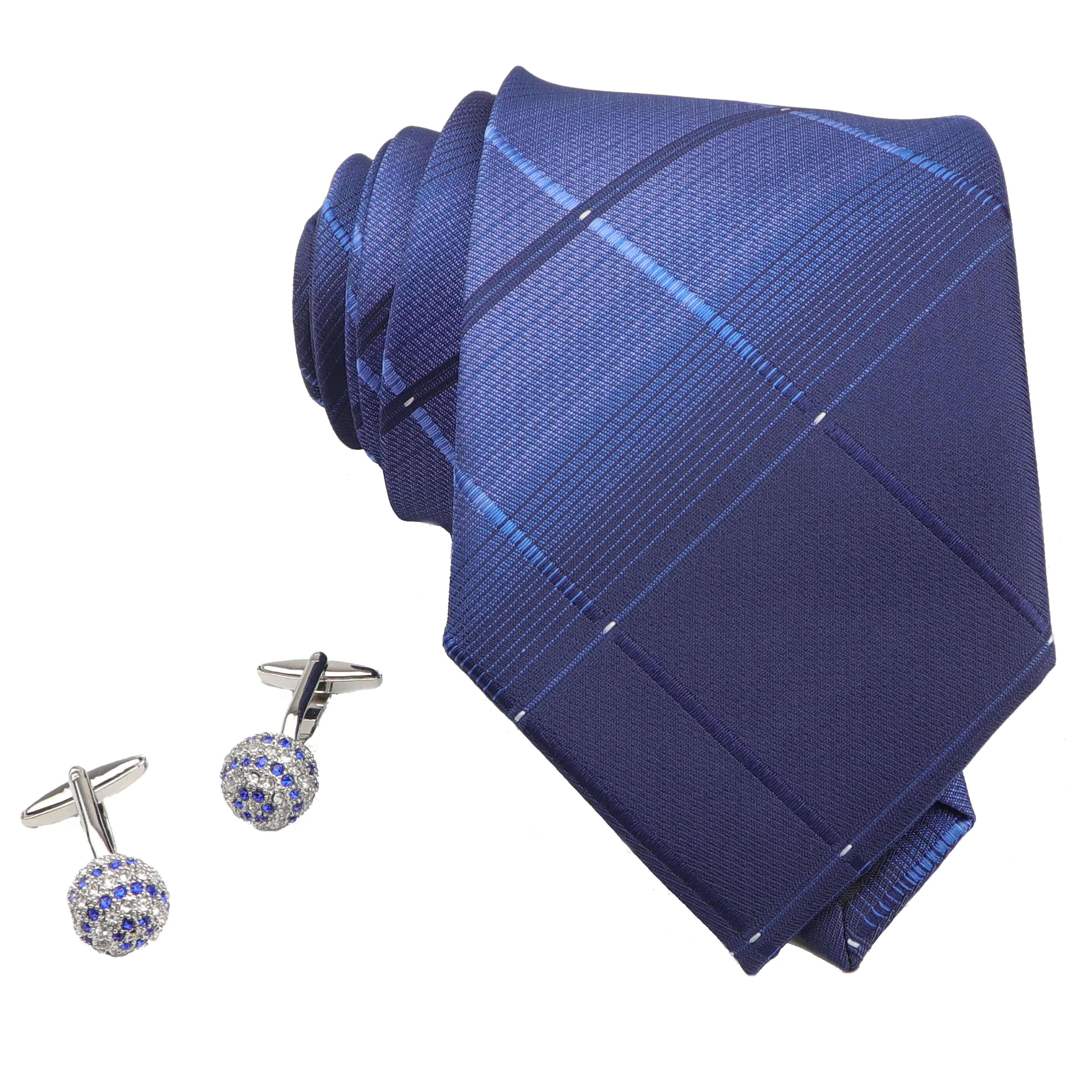 Men's Tie&Cufflinks Sets Formal Standard Size Necktie Groom Gentleman Ties Classical Gem Brass Cufflinks Lots Two Piece Set